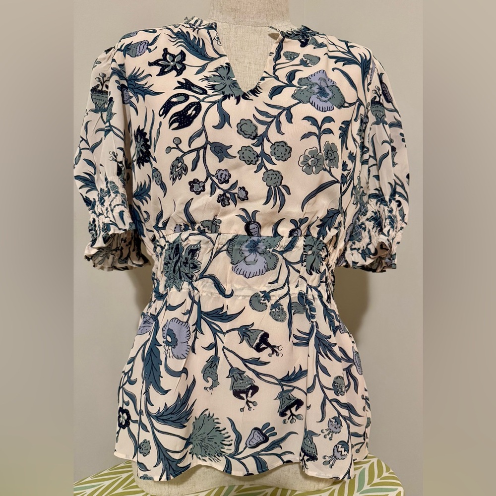 Spartina 449 Blue and Cream Floral Long Sleeve Dress
